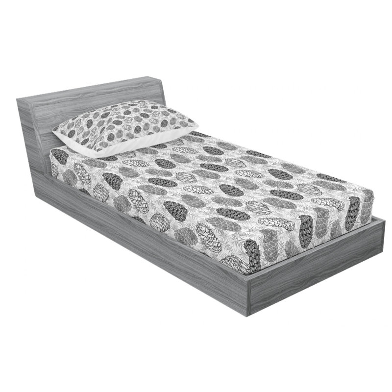 Microfiber Floral Fitted Sheet, Twin Fitted Sheet with 1 Pillowcase