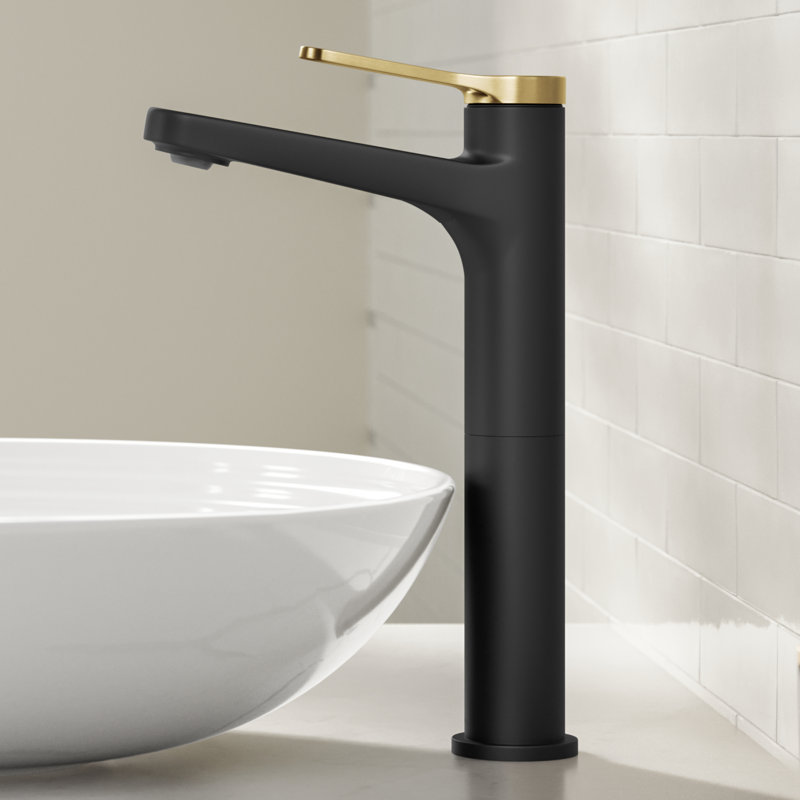 Robinet pour salle de bain KRAUS Indy, Laiton brossé / noir mat