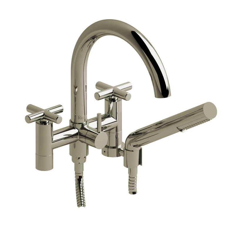 Robinet de baignoire à deux trous Pallace ™, Nickel poli, Croix