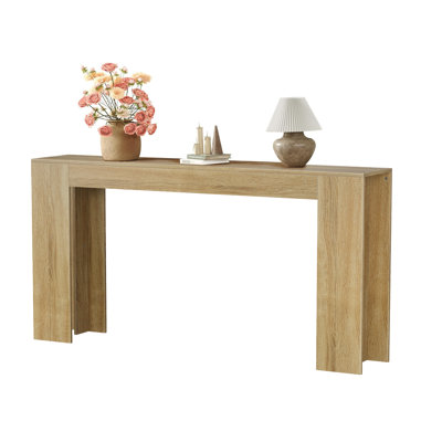 62.99-Inch Extra-Long Entryway Table, Farmhouse Sofa Table Behind The Sofa, Decorative Table For Narrow Entrances In The Living Room, Hallway, Entrance, Or Foyer, Oak-Colored Console Table