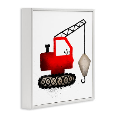 Art de giclée encadrée de véhicule de construction rouge par Elizabeth Medley