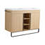 Meuble-lavabo autoportant 48 po avec double lavabo en résine, 2 portes à fermeture douce et 3 tablettes de rangement ouvertes
