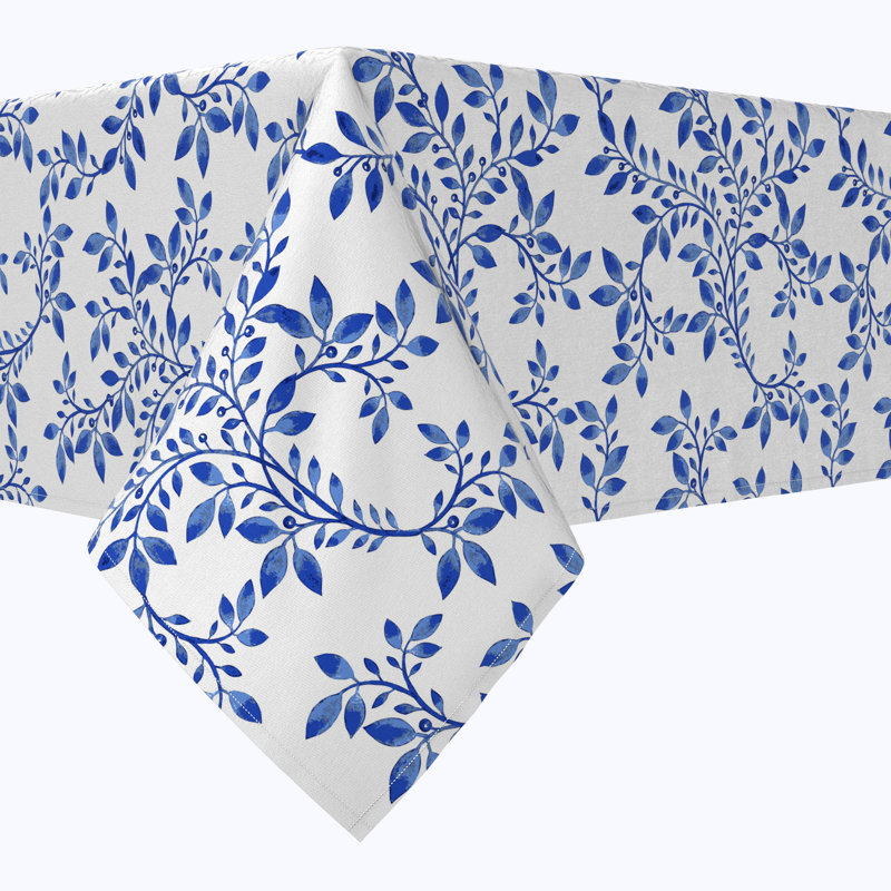 Table Runner, 100% Cotton, 16X108", Swirly Blue Vines, 120" L x 60" W