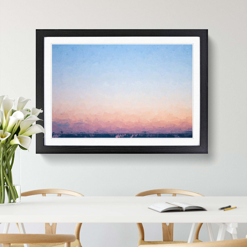 Pink Horizon in Abstract - Picture Frame Graphic Art Print, 60cm H x 91cm W x 2cm D, Black
