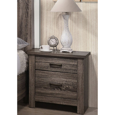 Table de chevet 2 tiroirs en brun pour chambre à coucher et structure stable