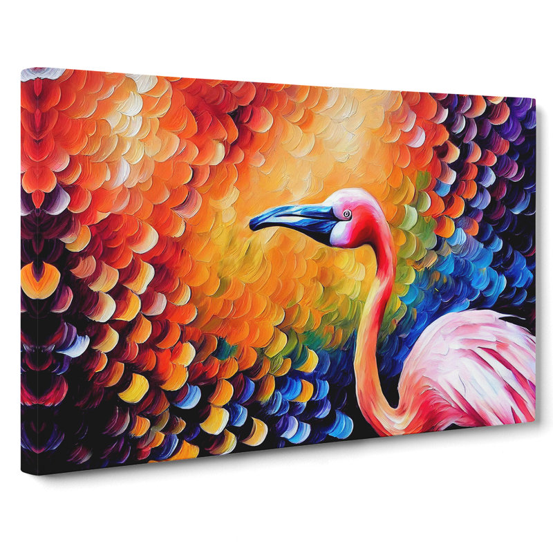 Flamingo Painting Vol.1 Abstract - Wrapped Canvas, 35cm H x 50cm W x 3cm D