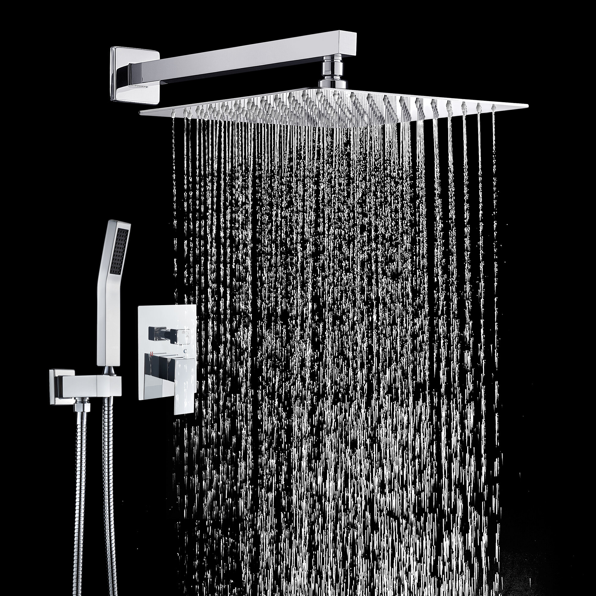 Cobbe Complete Shower System With Rough-In Valve with 10 Inches Rain ...