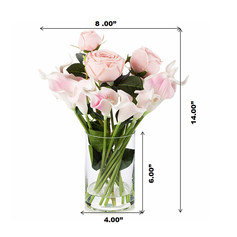 Centre de table Real Touch Lilies Roses, Rose