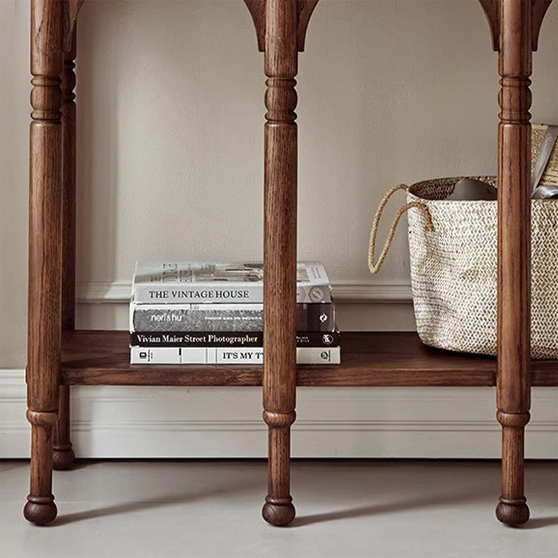 Walnut Solid + Manufactured Wood Rectangular Console Table