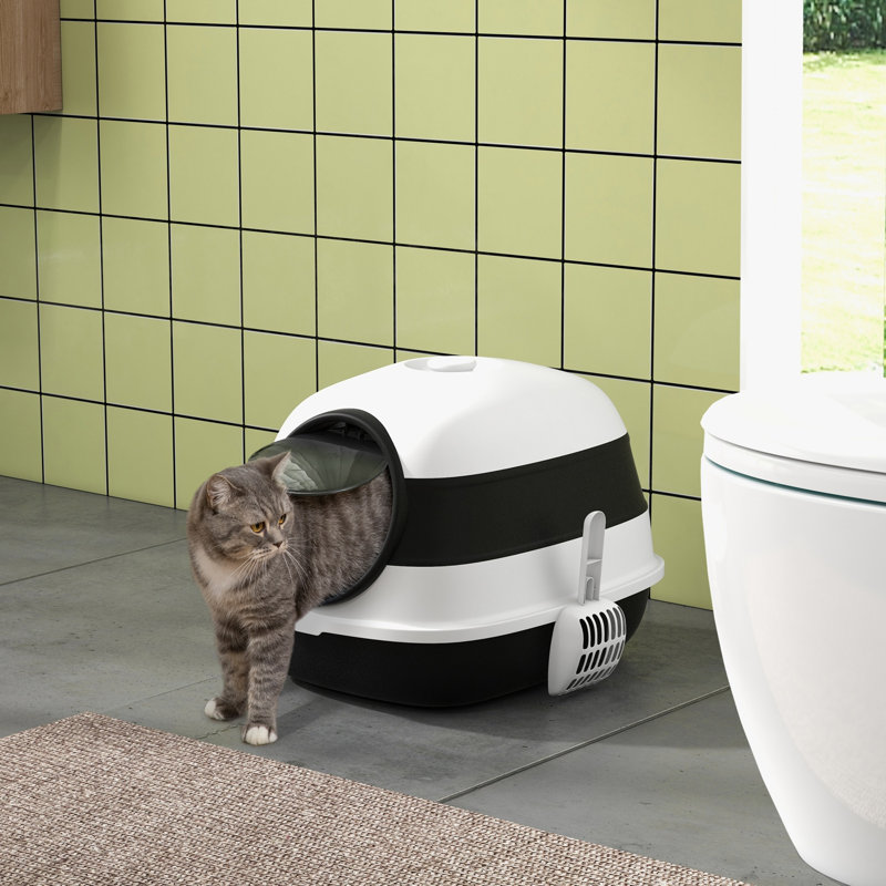 Litière pour chat avec couvercle, Noir