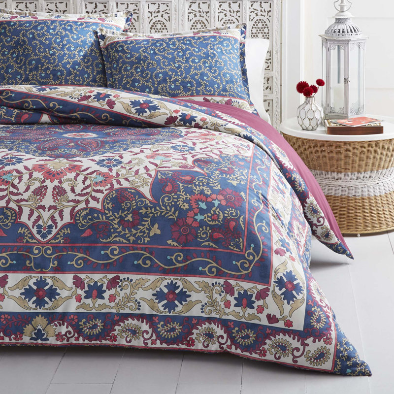 Ensemble de housse de couette réversible Zahra, Housse de couette simple + 1 taie décorative stan