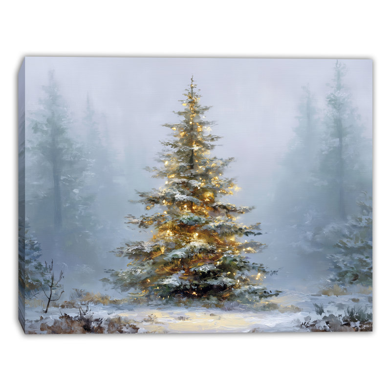 «Lone Tree with Winter Lights», art mural sur toile tendue, H 16 po x l 12 po
