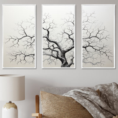 «Monocrhome Sycamore Tree Solitude II», ensemble d'art sur toile Sycamore