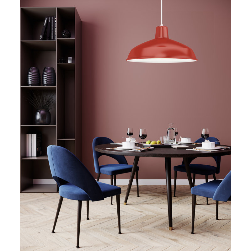 Red Metal Dome Pendant Light with Adjustable Height