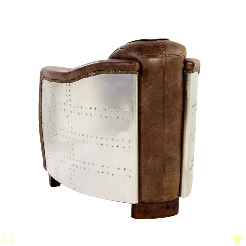 Brancaster Retro Brown Grain Leather & Aluminum Chair