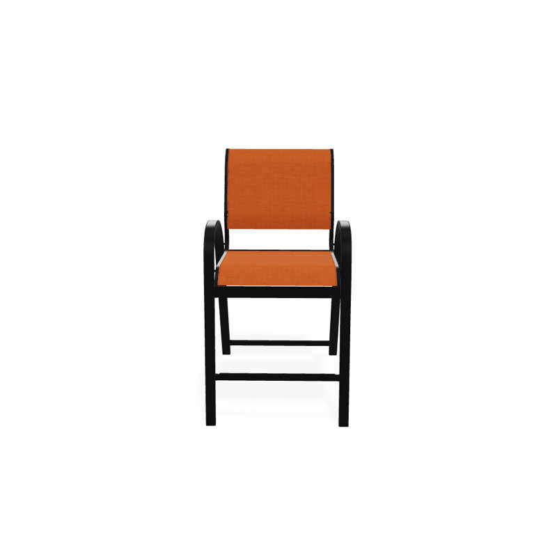 Tabouret de bar 42 po Holna, Toile Sunbrella® tangerine, Noir texturé