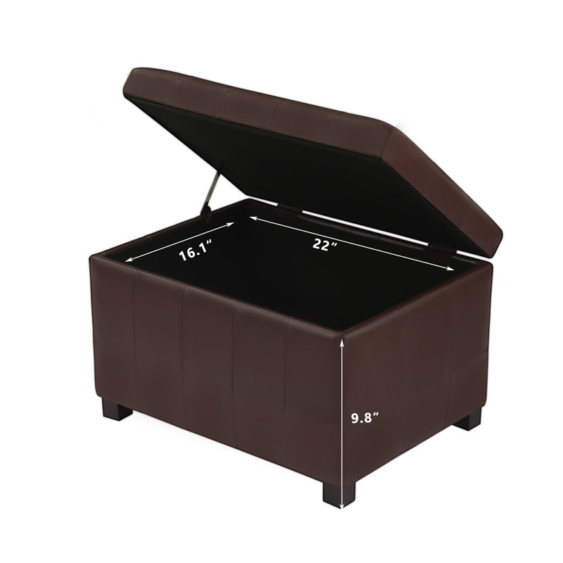 Banc de rangement avec repose-pieds 24 po, Brun