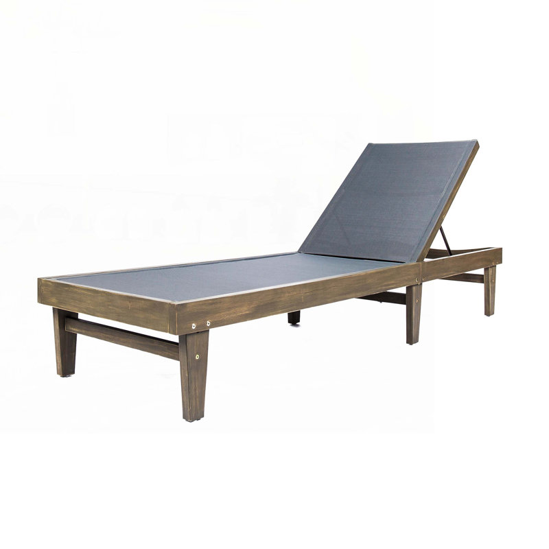 Chaise longue d'extérieur avec coussin, Gris, Gris foncé