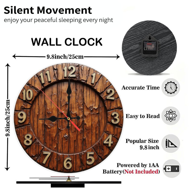 Horloge rustique en bois sans visage