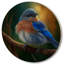 Magnifique oiseau bleu vif sur une branche III - animaux, art mural en bois, bois de pin naturel-379391216