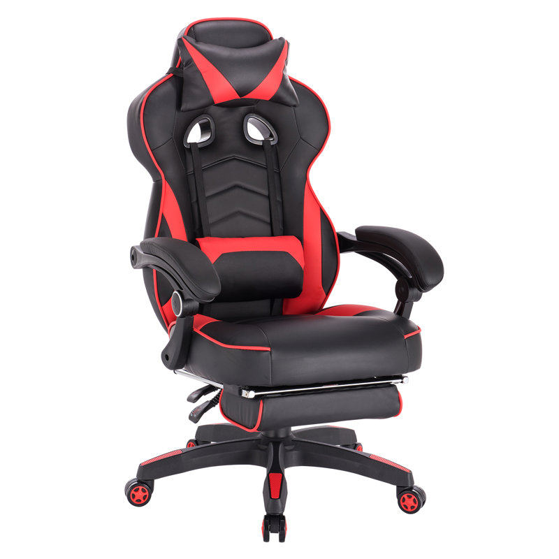 Inbox Zero Adjustable Swiveling PC & Racing Game Chair, Red/Black