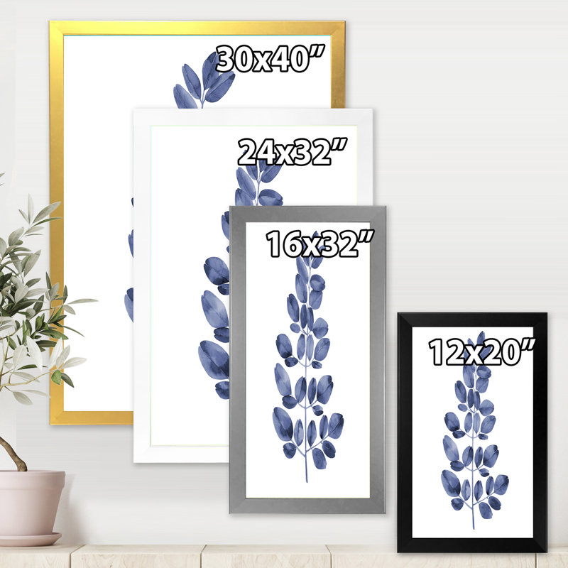 Eucalyptus II - reproduction d'art sur toile, H 20 po x l 12 po x p 1 po, Encadrement argenté