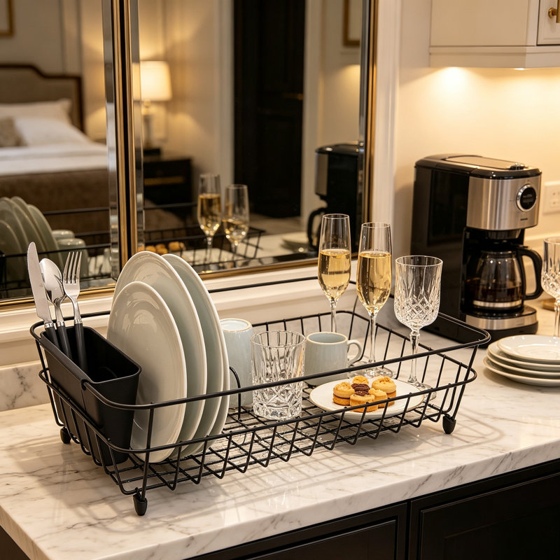 Premium Anti-Rust Dish Drying Rack with Cutlery Holder