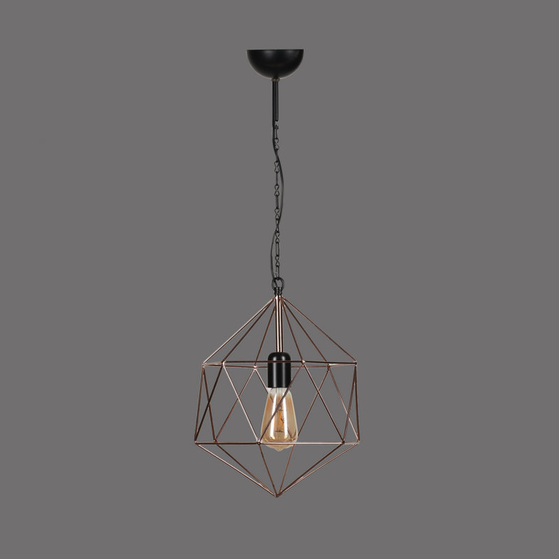 Luminaire suspendu géométrique 1 lumière Garaciela, Bronze