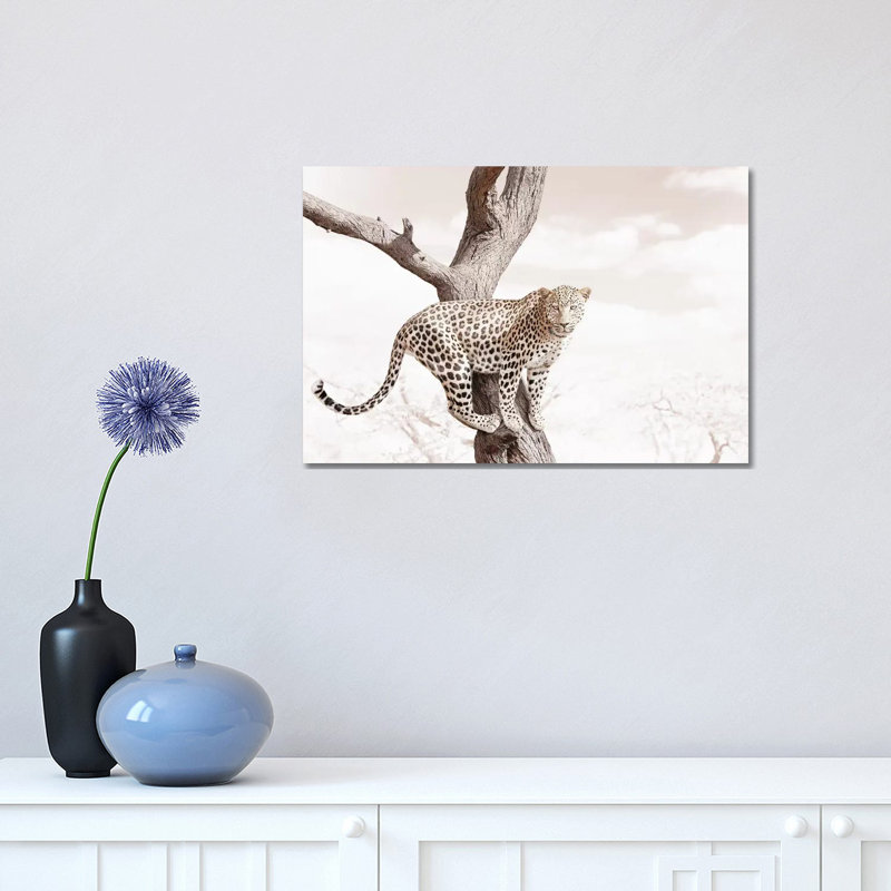 White Leopard 1 Piece Wall Art on Canvas, 30.48 cm H x 45.72 cm W, Wrapped Canvas