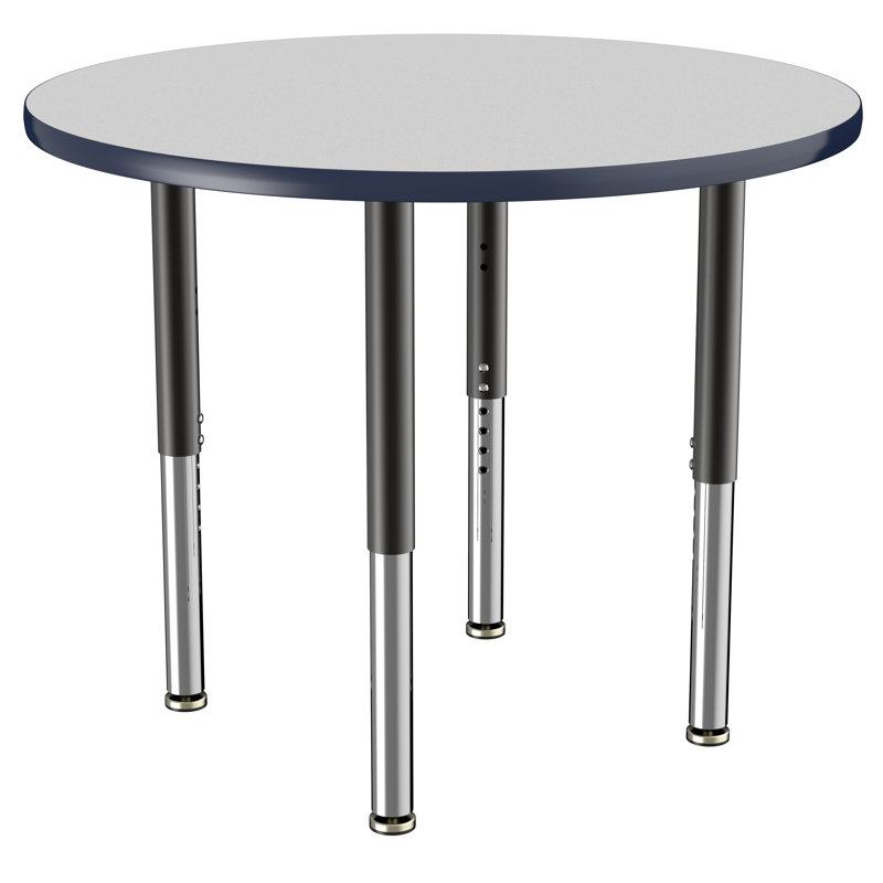 Table ronde à hauteur réglable, 36", Gris / bleu marine / noir, Super
