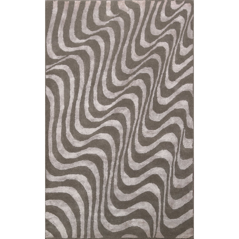 Tapis brun en laine/soie Touffeté à la main Aroca