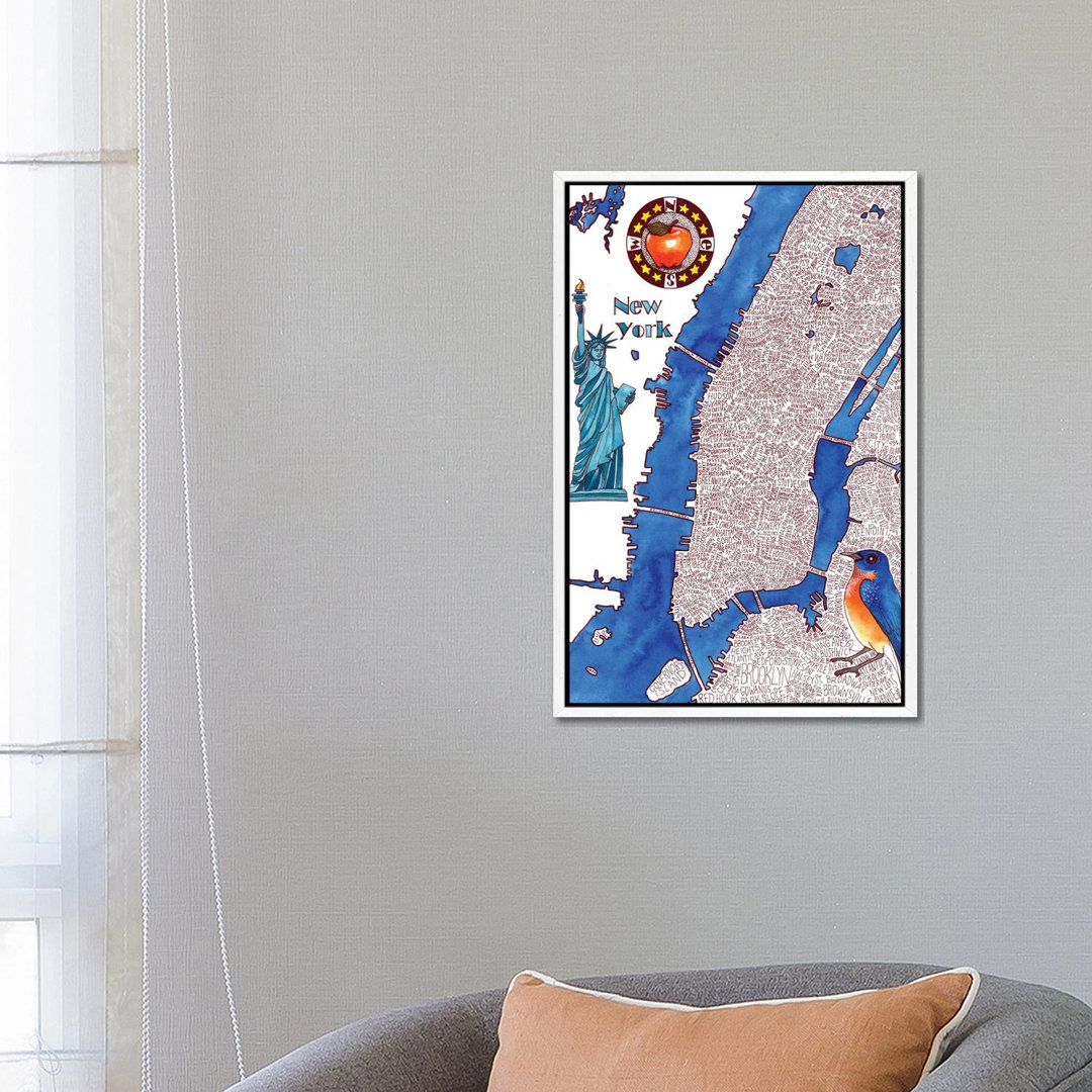 New York City Weltkarte von Terri Kelleher - Galerie-verpackte Leinwand Giclée auf Leinwand