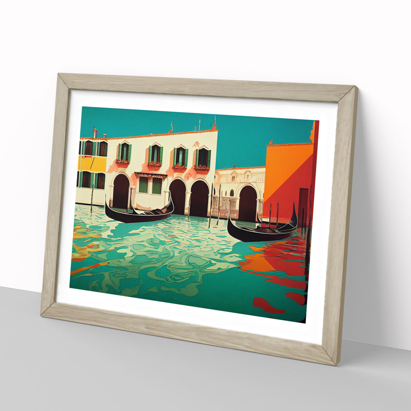 Modern Venice Canal Vol.1 - Framed Print, 25cm H x 34cm W x 2cm D, Oak Framed