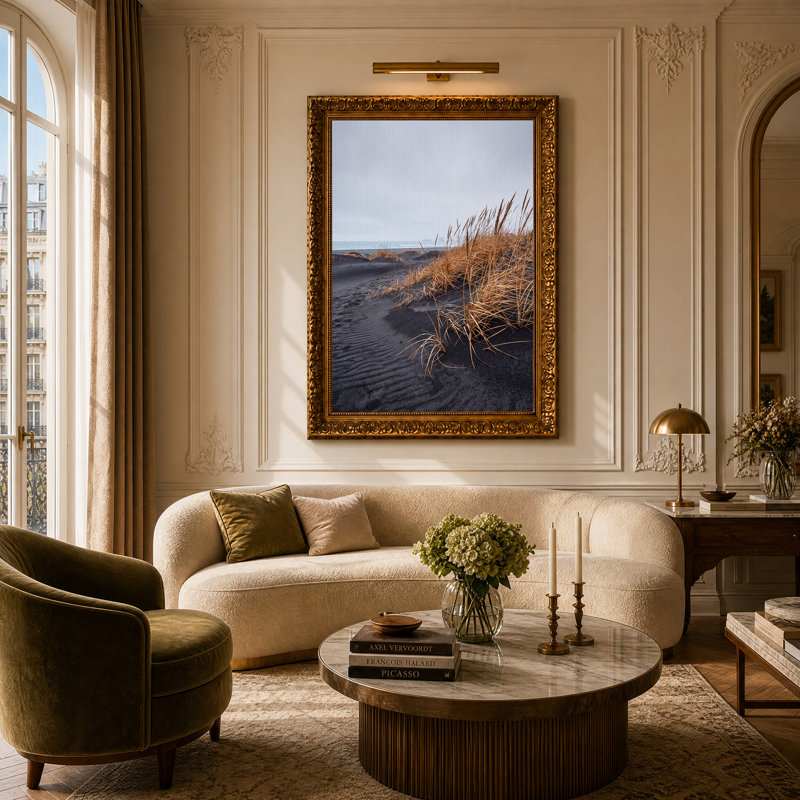 «Black Sand Dunes With Tall Golden Grass», art mural sur toile, H 24 po x l 16 po