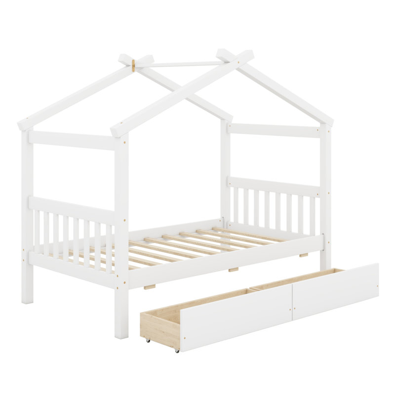 Lit en bois avec tiroirs