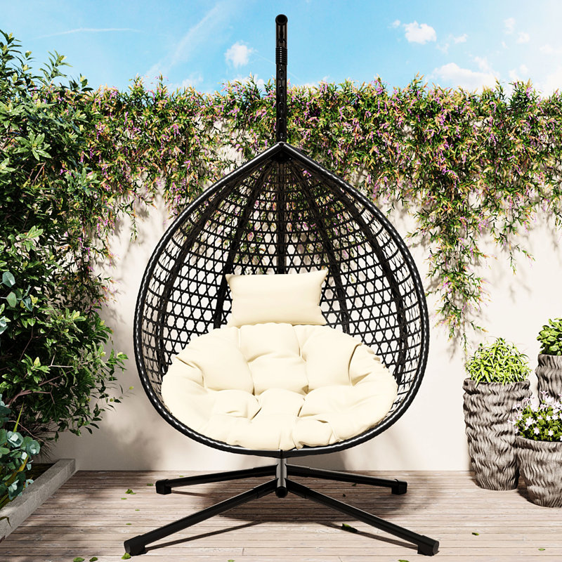 Fauteuil à œufs suspendu pour partout - matériau PE, fabrication en fer, réglable, confortable et peu encombrant, processus d'assemblage sans effort à l'intérieur extérieur, soutien, coussin de tête, conscient, simple