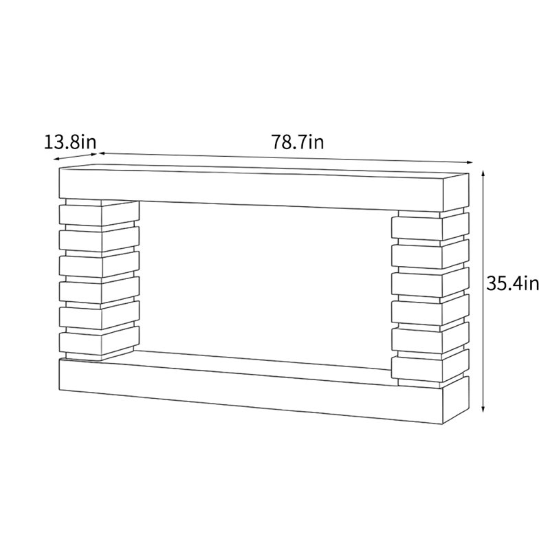 Console de style industriel moderne, 35.4" H x 78.7" L x 13.8" W