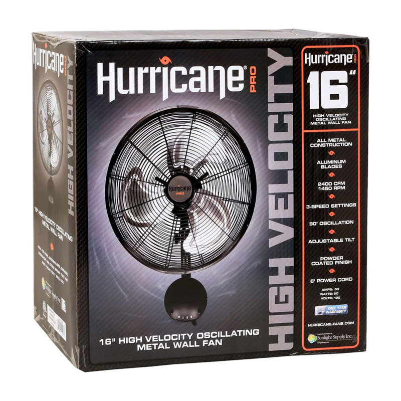 Hurricane Oscillating Wall Mounted Fan, High Velocity, 16", 1 Pack