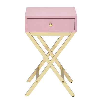 Stylish Pink And Gold Table With Practical Drawer Storage Modern - Adds Elegance To Room