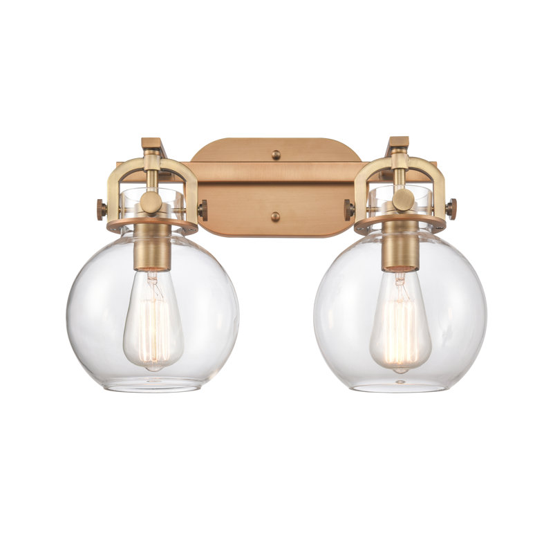 Éclairage pour meuble-lavabo mural 2 lumières 7 po Slocomb, Transparent, Laiton brossé