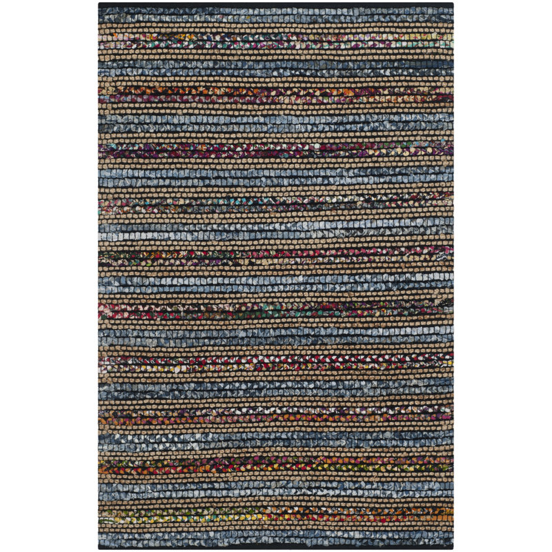 Doleman Hand Woven Cotton/Jute Rug in Blue, Rectangle 9' x 12'