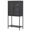 Grande armoire de rangement en métal, buffet avec portes en verre et 2 tablettes réglables, parfait pour un décor moderne et élégant
