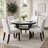 Round Faux Marble Top Solid Wood Base Dining Table