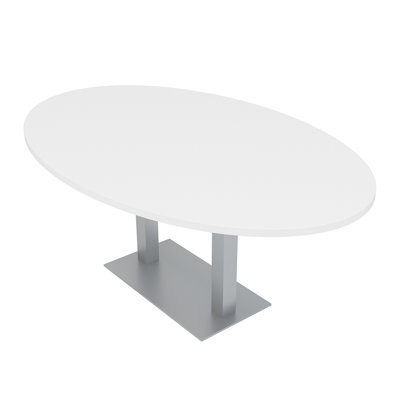 6 Person Oval Shaped Conference Table with Double Base