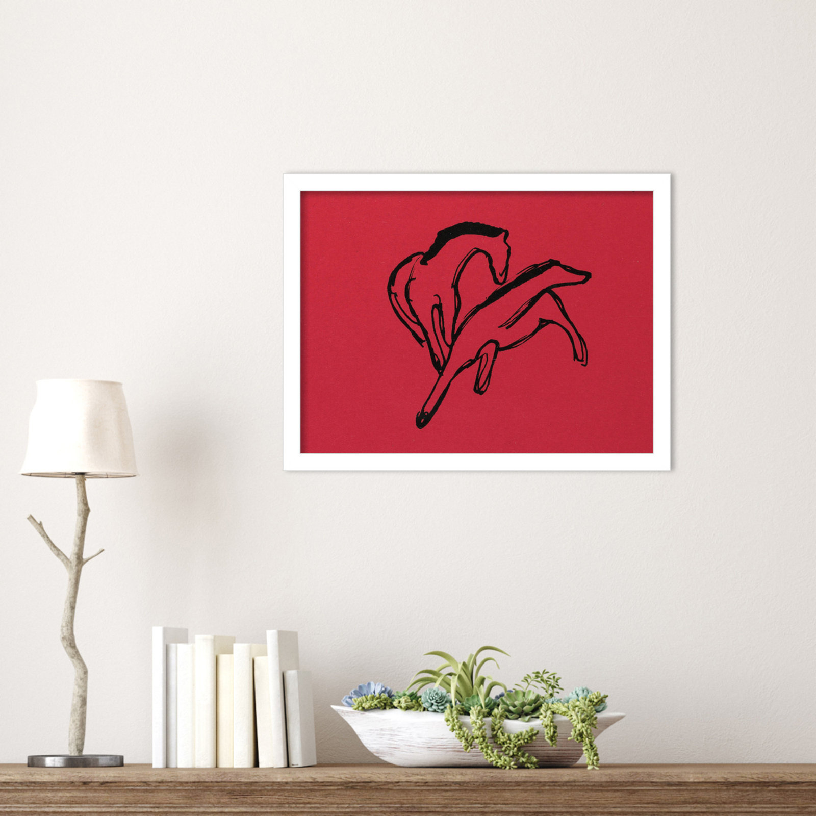Two Horses Print by Franz Marc, White, 13" H x 17" W