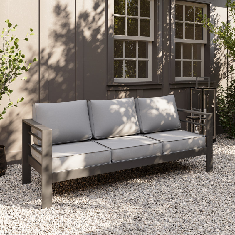 Canapé de patio en aluminium, Gris clair / gris foncé