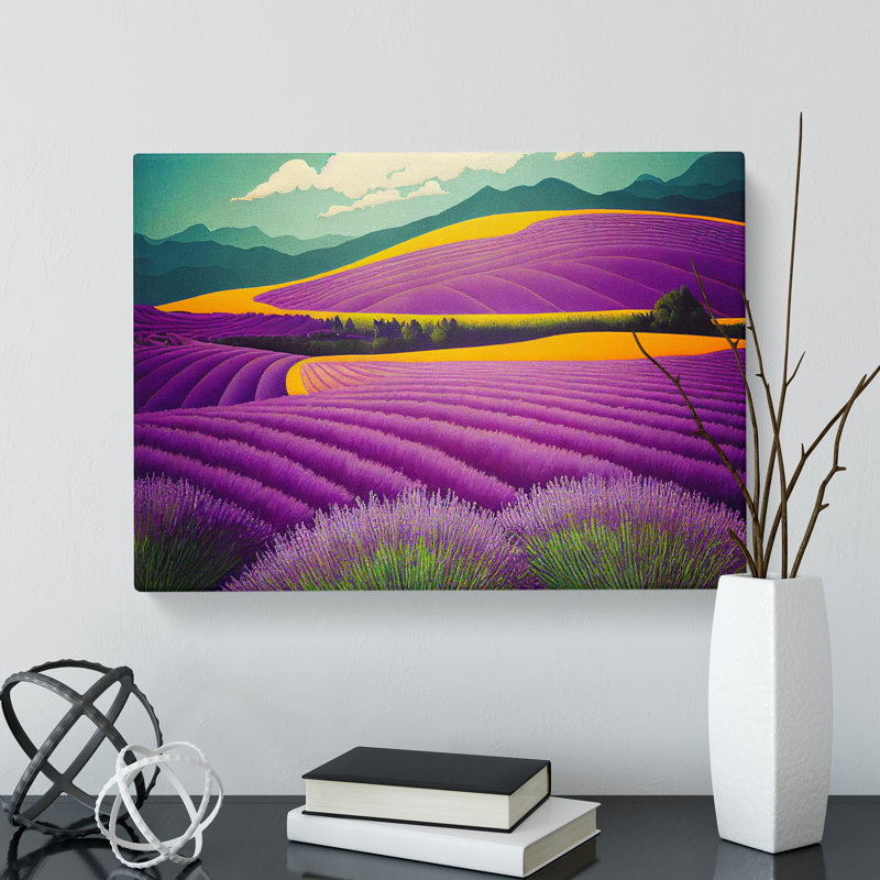 Enticing Lavender Flower Field - Wrapped Canvas, 40cm H x 60cm W x 3cm D