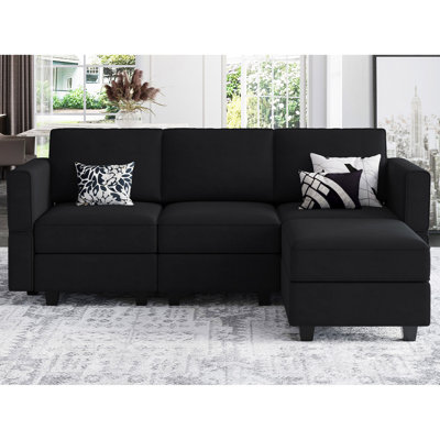 Nakash L-Shaped Sectional Modular Sofa with Storage Ottoman