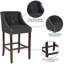 Tabouret de bar transitionnel en noyer capitonné avec garniture cloutée-746023959-750917133