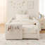 Lit plateforme simple à boucles, tête de lit Bunny Ear, barrière de sécurité et poche de rangement latérale-1365738483